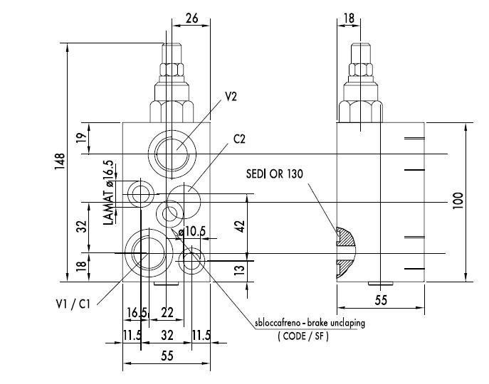 配BMS摆线马达液压阀块-单向平衡阀-外形连接尺寸